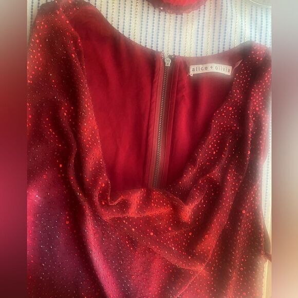 Alice + Olivia  jumpsuit Womens Size 6 Red Wine Sleeveless Pants Straight - Picture 11 of 16